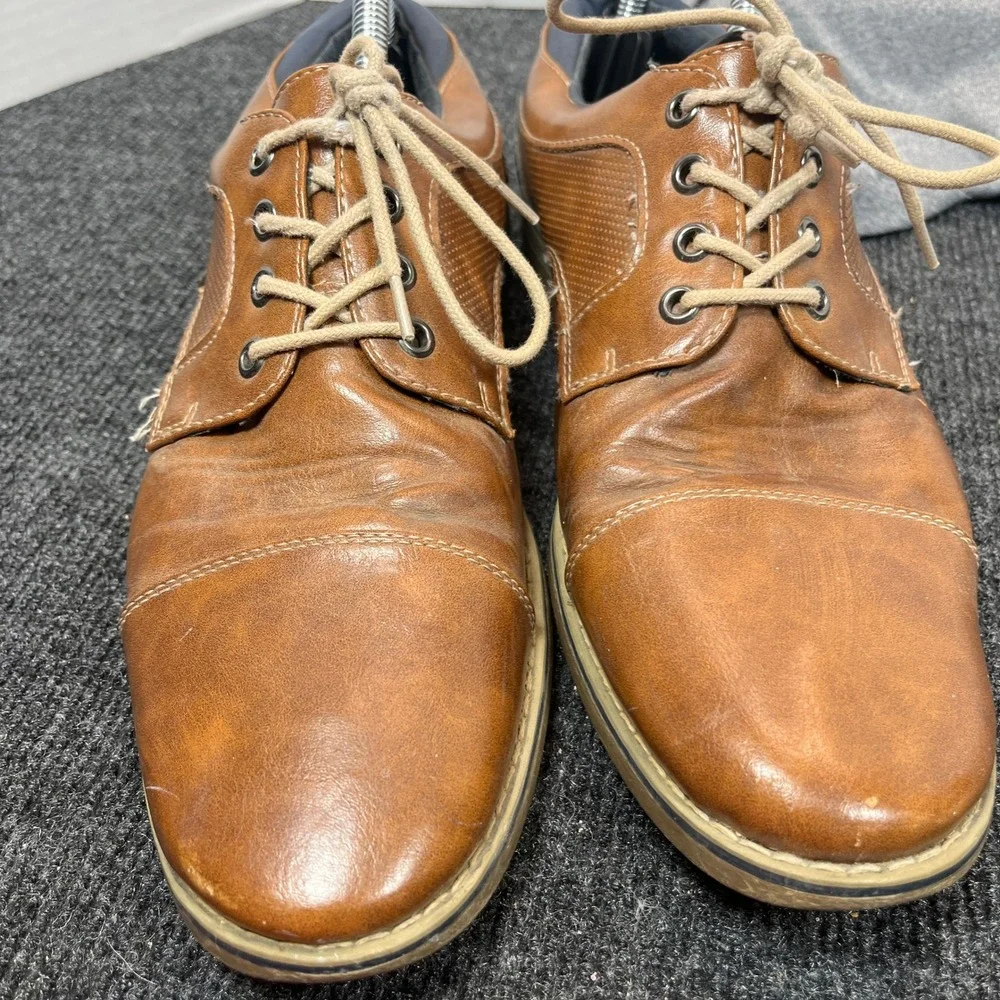 Restoration Cap Toe Oxford Mens 11 Brown Blue Dress Shoes Derby Academia Preppy